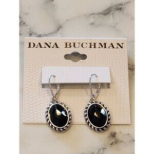 Dana Buchman Silver-Tone Black Oval Drop Earrings